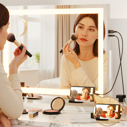 80x65cm Embellir Makeup Mirror Hollywood Vanity with LED Light White Frame 6