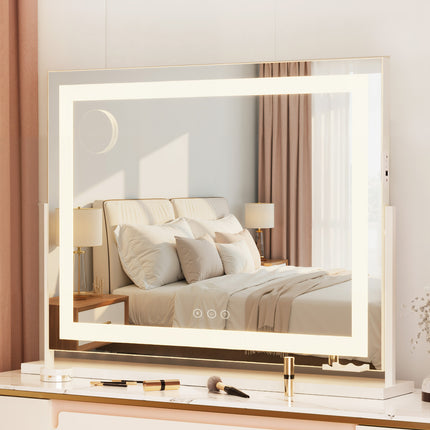 80x65cm Embellir Makeup Mirror Hollywood Vanity with LED Light White Frame 8
