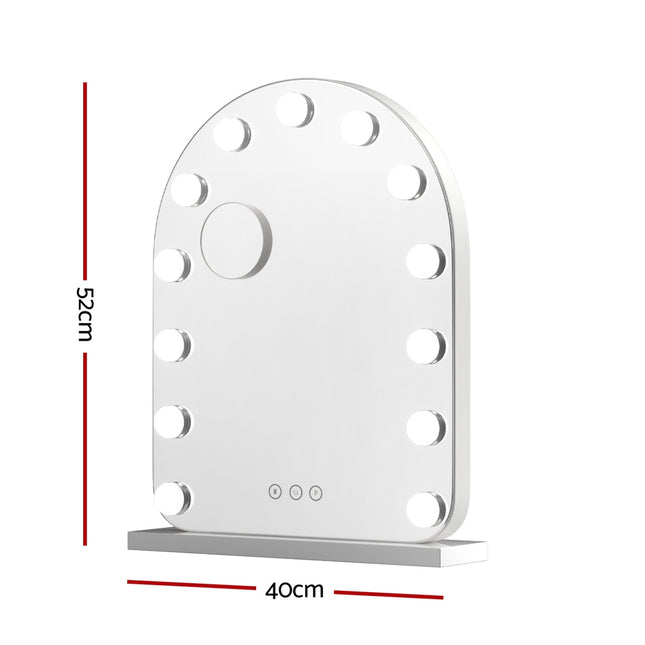 Embellir Makeup Mirror 40x50cm Dressing Vanity LED Bulb Light with 5x Magnification White Arch 2
