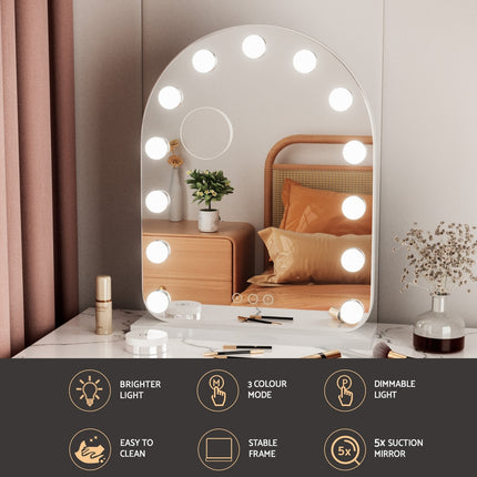 Embellir Makeup Mirror 40x50cm Dressing Vanity LED Bulb Light with 5x Magnification White Arch 4
