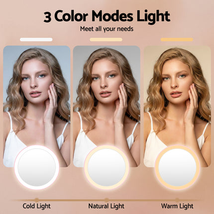 Embellir LED Compact Mirror Lighted Travel Makeup Mirror Pocket-Sized 1x 10x Magnification Round Pink 5