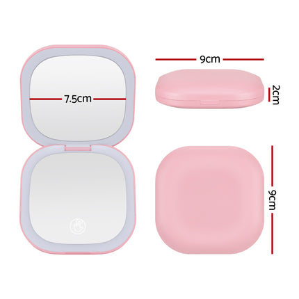 Embellir LED Compact Mirror Lighted Travel Makeup Mirror Pocket-Sized 1x 10x Magnification Square Pink 2