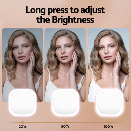 Embellir LED Compact Mirror Lighted Travel Makeup Mirror Pocket-Sized 1x 10x Magnification Square Pink 6