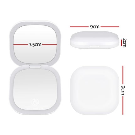 Embellir LED Compact Mirror Lighted Travel Makeup Mirror Pocket-Sized 1x 10x Magnification Square White 2