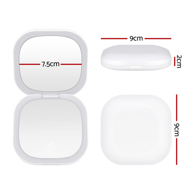 Embellir LED Compact Mirror Lighted Travel Makeup Mirror Pocket-Sized 1x 10x Magnification Square White 2