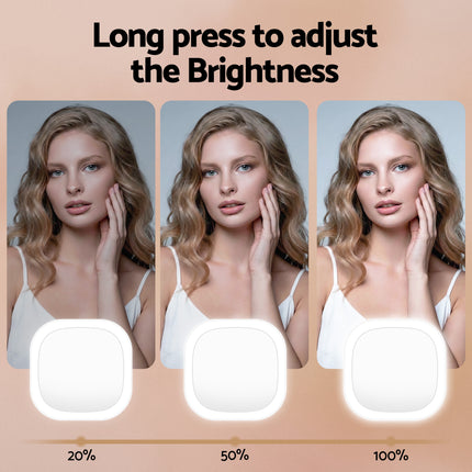 Embellir LED Compact Mirror Lighted Travel Makeup Mirror Pocket-Sized 1x 10x Magnification Square White 6