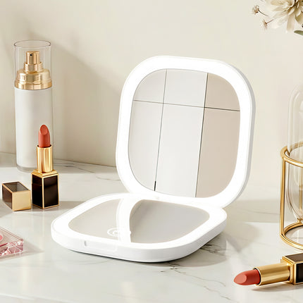Embellir LED Compact Mirror Lighted Travel Makeup Mirror Pocket-Sized 1x 10x Magnification Square White 9