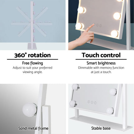 Embellir Makeup Mirror 30x41cm Hollywood Vanity with LED Light Rotation Tabletop 6