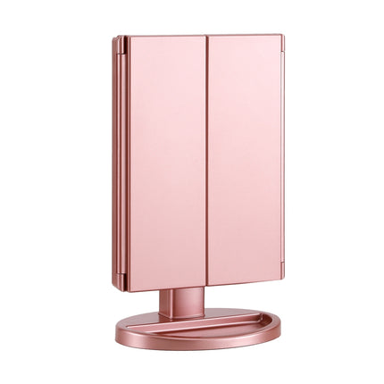 Embellir Tri-fold Makeup Mirror 1X2X3X Magnifying with LED Light Travel Portable Pink 3