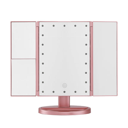 Embellir Tri-fold Makeup Mirror 1X2X3X Magnifying with LED Light Travel Portable Pink 4