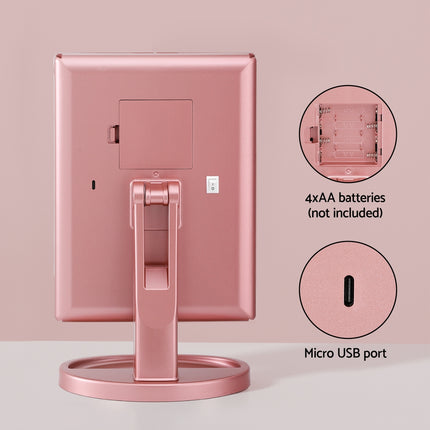 Embellir Tri-fold Makeup Mirror 1X2X3X Magnifying with LED Light Travel Portable Pink 6