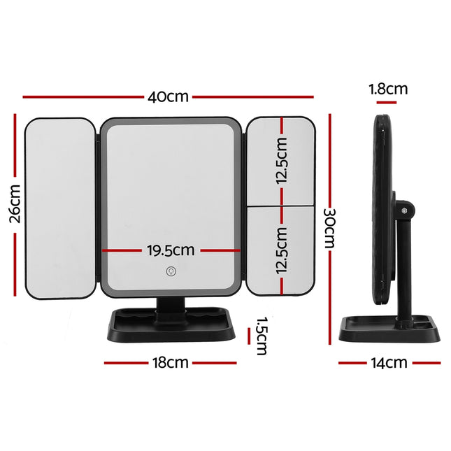 Embellir LED Makeup Mirror Tri-fold Lighted Vanity Mirrors 1X2X3X Magnifications 2