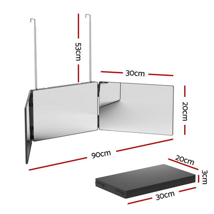 Embellir Trifold Mirror Makeup Portable with Height Adjustable 3 Way Telescoping Hook Hair Cutting Styling 2
