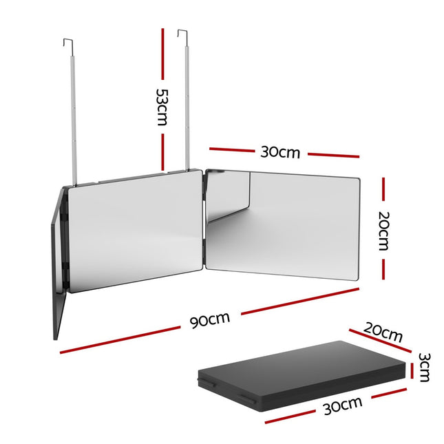 Embellir Trifold Mirror Makeup Portable with Height Adjustable 3 Way Telescoping Hook Hair Cutting Styling 2