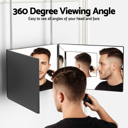 Embellir Trifold Mirror Makeup Portable with Height Adjustable 3 Way Telescoping Hook Hair Cutting Styling 4