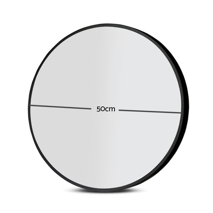 Embellir 2 Wall Mirror Makeup 50cm Home Decor Framed Mirrors Bathroom Round Black 2