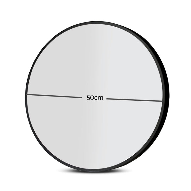Embellir 2 Wall Mirror Makeup 50cm Home Decor Framed Mirrors Bathroom Round Black 2
