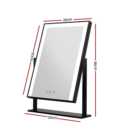 Embellir Makeup Mirror 25x30cm Hollywood Vanity with LED Light Rotation Black 2