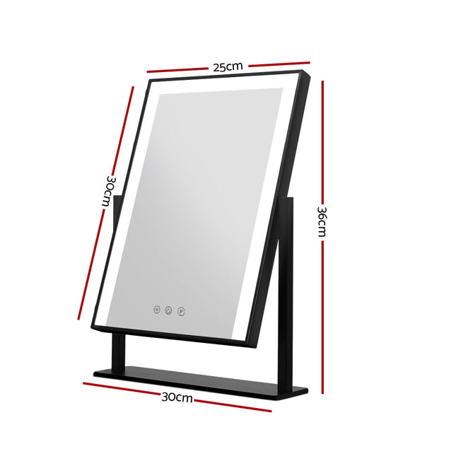 Embellir Makeup Mirror 25x30cm Hollywood Vanity with LED Light Rotation Black 2