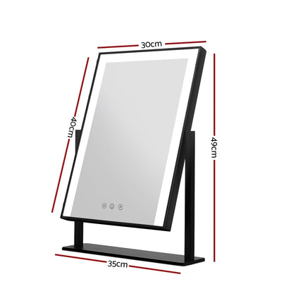 Embellir Makeup Mirror 30x40cm Hollywood Vanity with LED Light Rotation Black 2
