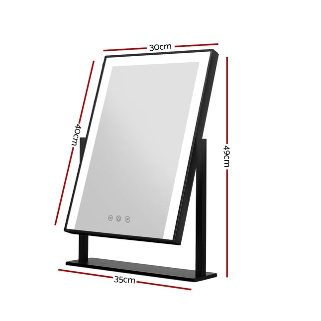 Embellir Makeup Mirror 30x40cm Hollywood Vanity with LED Light Rotation Black 2