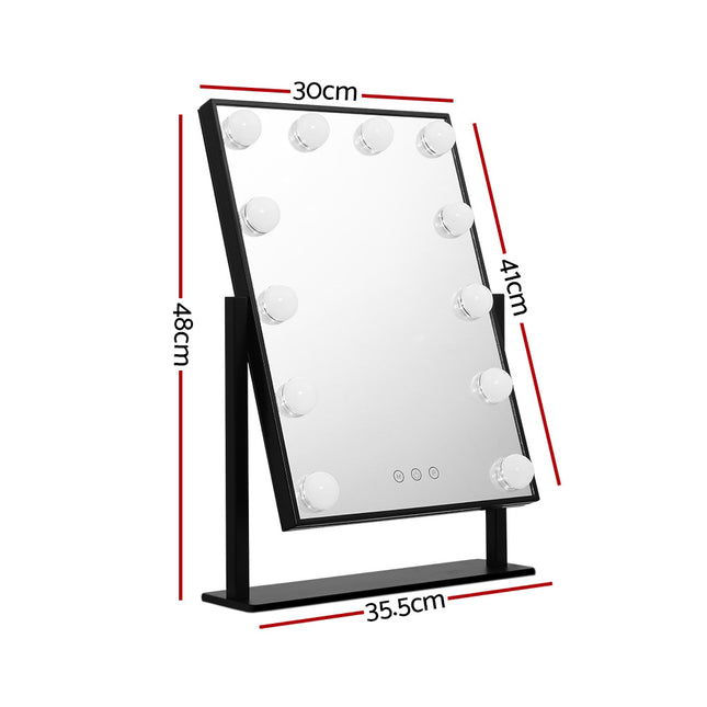 Embellir Makeup Mirror 30x48cm Hollywood Vanity with LED Light Rotation Tabletop 2