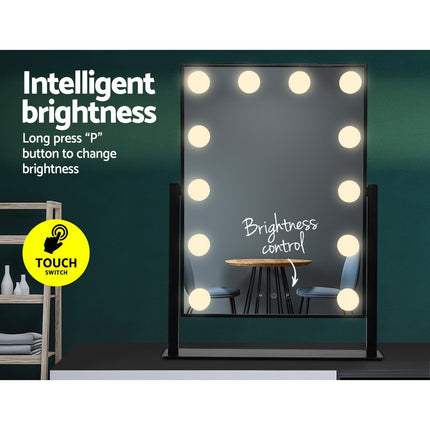 Embellir Makeup Mirror 30x48cm Hollywood Vanity with LED Light Rotation Tabletop 4