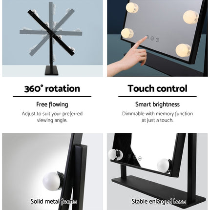 Embellir Makeup Mirror 30x48cm Hollywood Vanity with LED Light Rotation Tabletop 6