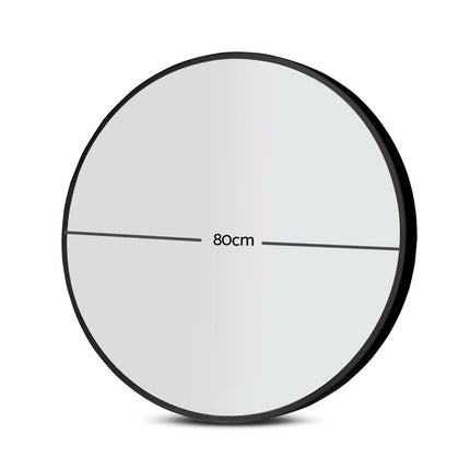 Embellir Wall Mirror Makeup 80cm Home Decor Framed Mirrors Bathroom Round Black 7
