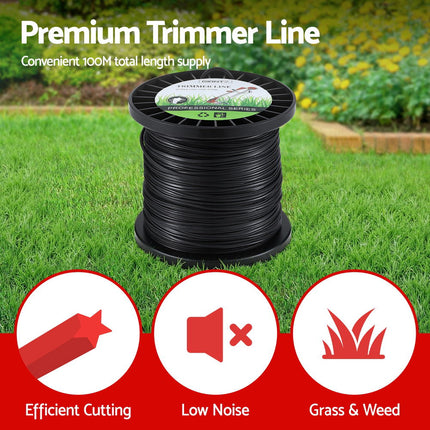 Giantz 100M Whipper Snipper Trimmer Line 2.4mm Star Nylon String Cord Black 4
