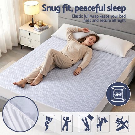 Giselle Cooling Mattress Protector Waterproof Deep Pocket Fitted Cover King 7