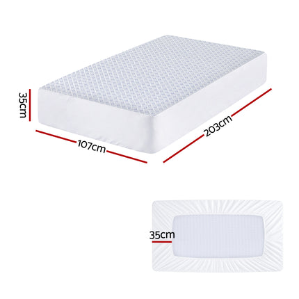 Giselle Cooling Mattress Protector Waterproof Deep Pocket Fitted Cover King Single 3