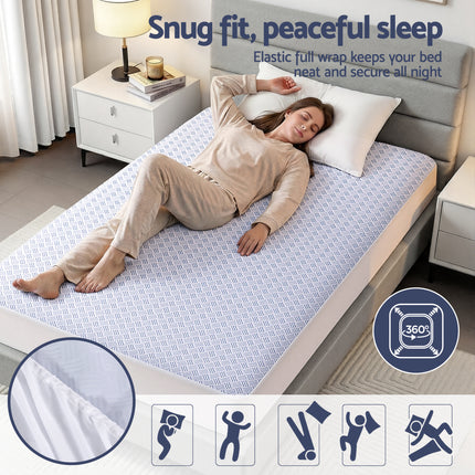 Giselle Cooling Mattress Protector Waterproof Deep Pocket Fitted Cover King Single 7