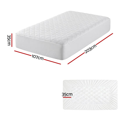 Giselle Waterproof Mattress Protector 100% Cotton Quilted Fitted Cover King Single 3