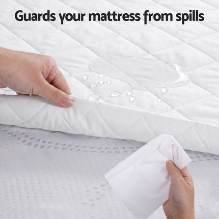 Giselle Waterproof Mattress Protector 100% Cotton Quilted Fitted Cover King Single 6