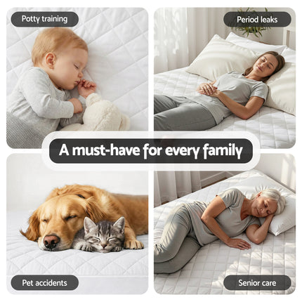Giselle Waterproof Mattress Protector 100% Cotton Quilted Fitted Cover King Single 9