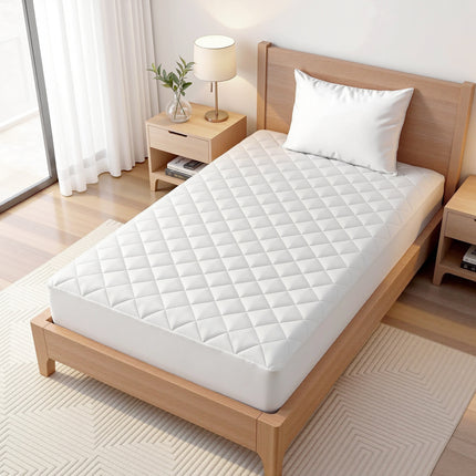 Giselle Waterproof Mattress Protector 100% Cotton Quilted Fitted Cover King Single 10