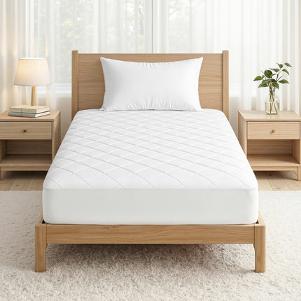 Giselle Waterproof Mattress Protector 100% Cotton Quilted Fitted Cover King Single 11
