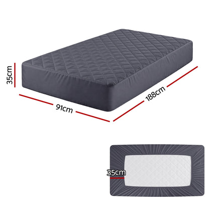 Giselle Water-Resistant Mattress Protector Microfiber 35cm 360° Fit Single 3