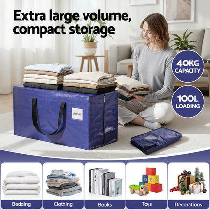 Artiss Moving Bags Heavy Duty Waterproof Backpack Straps Large Storage Totes 5 Pack Blue 5