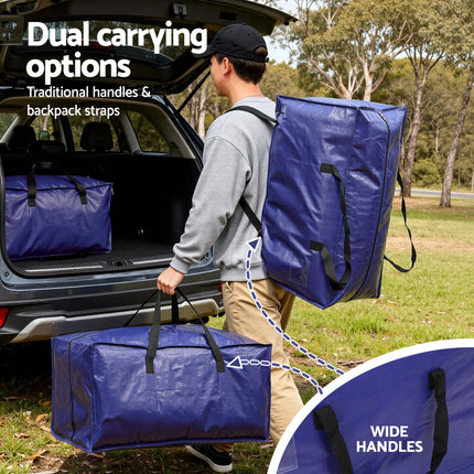Artiss Moving Bags Heavy Duty Waterproof Backpack Straps Large Storage Totes 5 Pack Blue 6