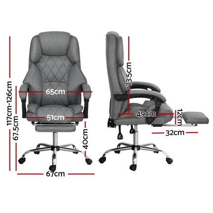 Artiss Executive Office Chair Footrest Grey 2