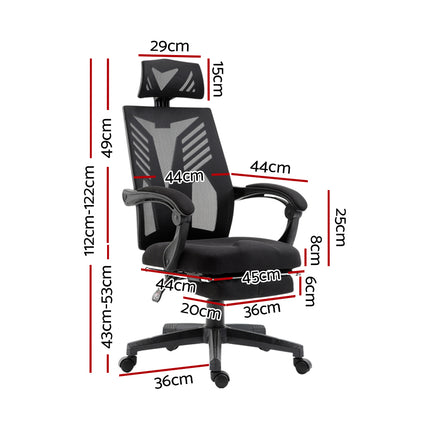 Artiss Mesh Office Chair Recliner Black 2