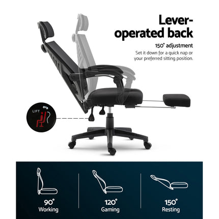 Artiss Mesh Office Chair Recliner Black 5
