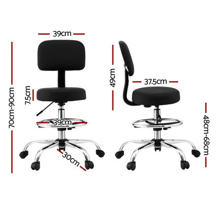 Artiss Office Chair Drafting Computer Standing Desk Chairs Ergonomic PU Black 2