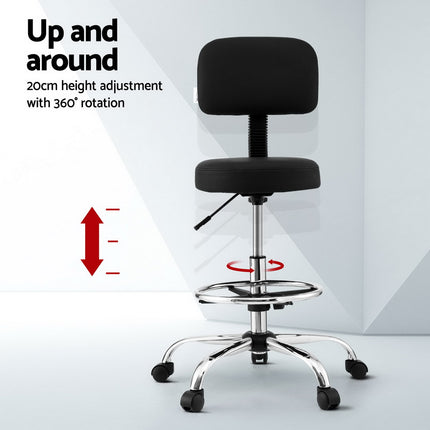 Artiss Office Chair Drafting Computer Standing Desk Chairs Ergonomic PU Black 4