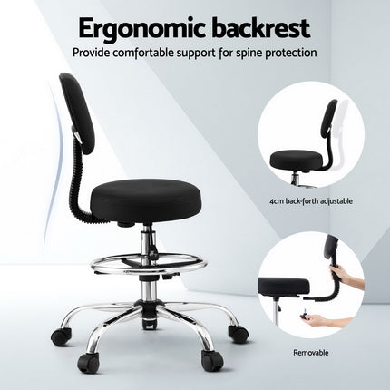 Artiss Office Chair Drafting Computer Standing Desk Chairs Ergonomic PU Black 5