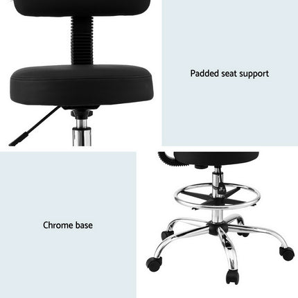 Artiss Office Chair Drafting Computer Standing Desk Chairs Ergonomic PU Black 6