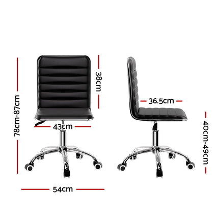 Artiss Office Chair Conference Chairs PU Leather Low Back Black 2
