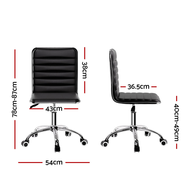 Artiss Office Chair Conference Chairs PU Leather Low Back Black 2